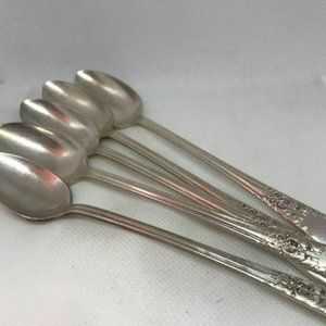 National Silver  (5) Ice Tea Spoons "King Edward"